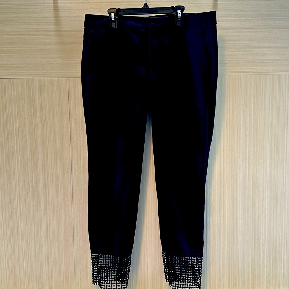 Zara Black Trousers with detailed mesh bottom!